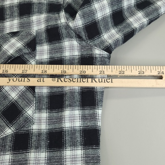 Wrangler Wrancher Shirt Men Medium Regular Fit Black White Plaid Pearl Snap Soft - Picture 8 of 12